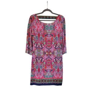 Laundry By Shelli Segal Multicolor Vibrant Boho Shift Mini Dress, Size Small